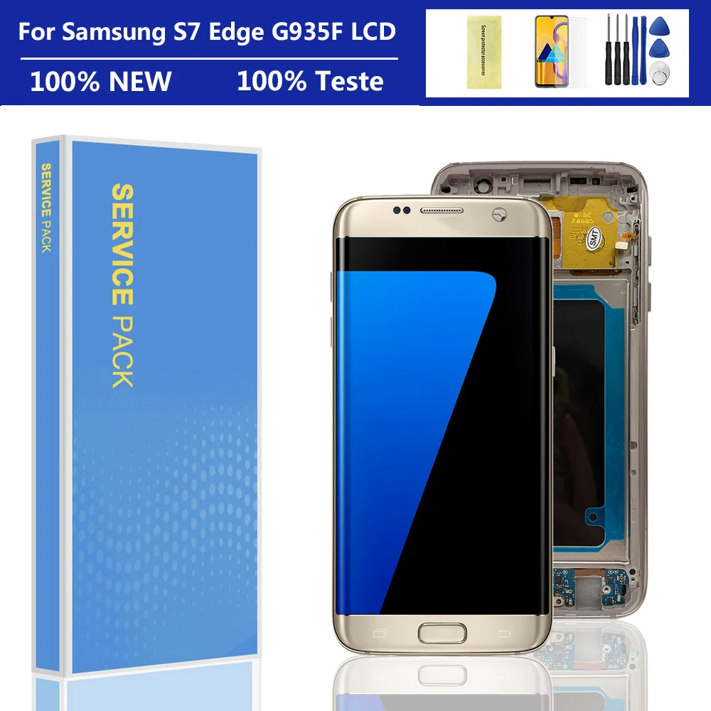 

AMOLED 5.5" S7Edge LCD For Samsung Galaxy S7 Edge Screen G935 G935F SM-G935F LCD Display Touch Digitizer Assembly With Frame