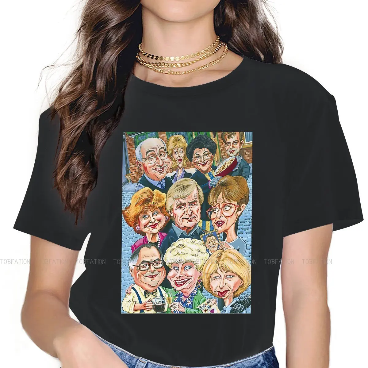 

Cute Characters 4XL 5XL TShirt Coronation Street Working Class Life Fabric Basic T Shirt Woman's Tops New Design Oversized