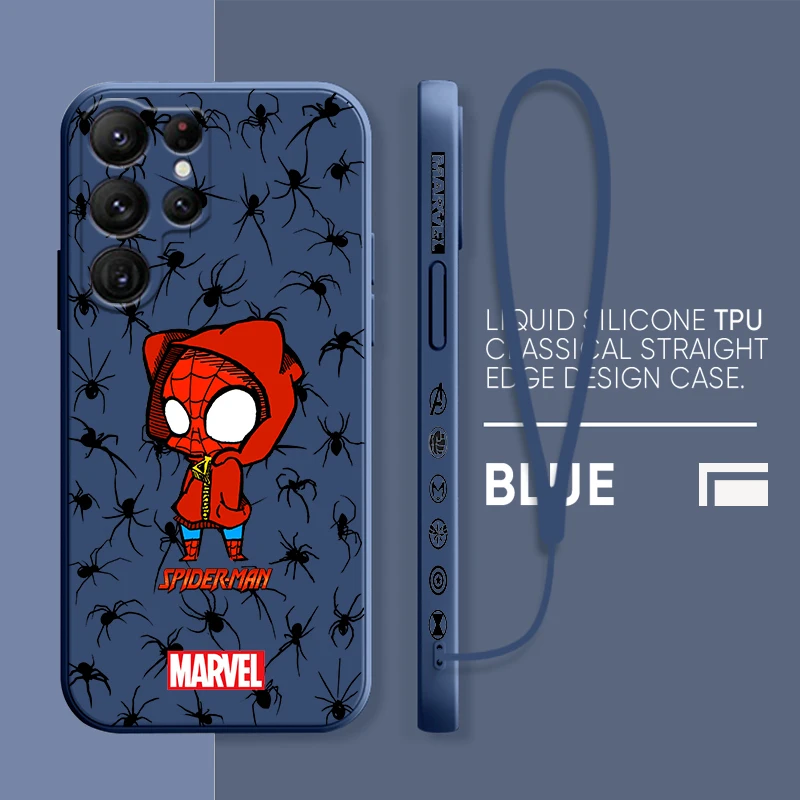 

Superhero Spider-man Cool Case For Samsung S22 S21 S20 FE S10 Note 20 10 Plus Lite Ultra 5G Liquid Left Rope Phone Cover