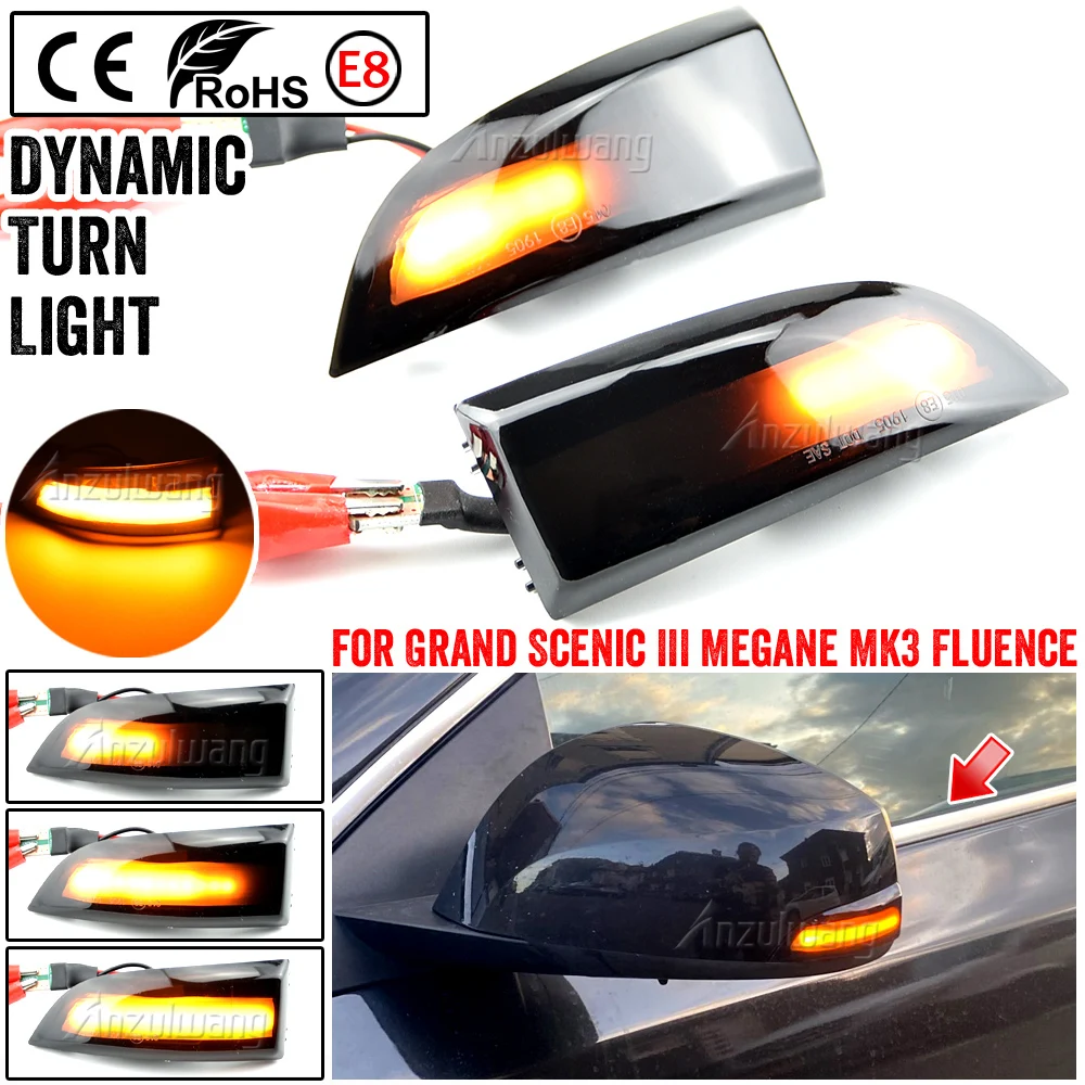 

Fit for Renault Megane 3 MK3 III RS 2008-2016 Laguna III X91 Fluence LED Dynamic Blinker Indicator Mirror Turn Light Signal