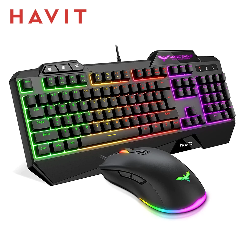 HAVIT KB558 Wired Gaming Keyboard Mouse Kit RGB Backlight 10