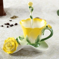 creative personality ceramic cup enamel fashion rose coffee cup elegant wedding birthday gifts cute coffee mugs and cups