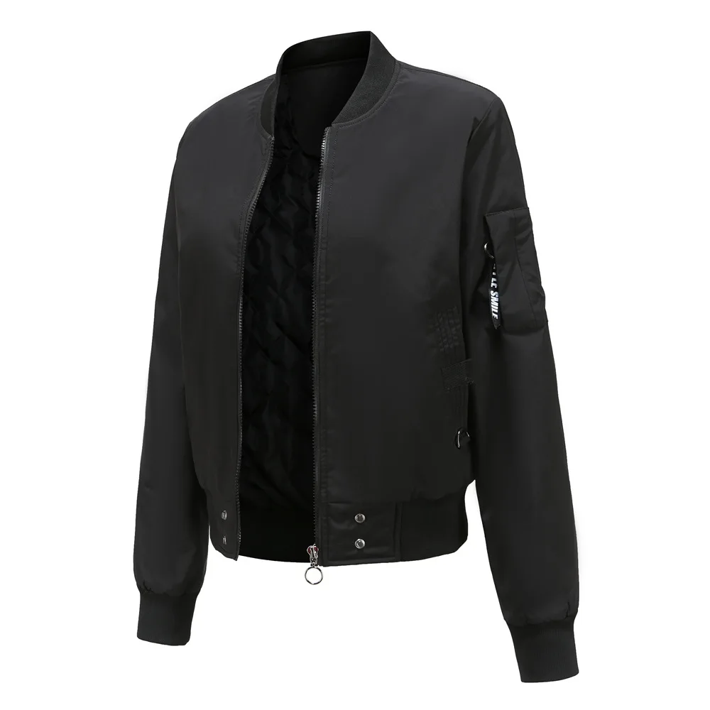 

New Fashion European Size Solid Color Flight Jacket