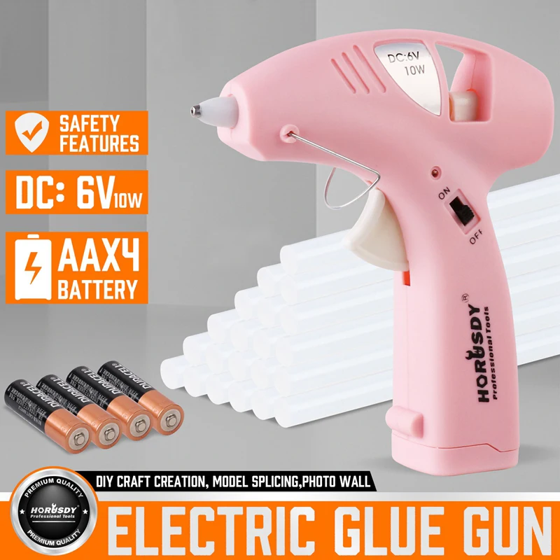 

Pink 10W Hot Melt Glue Gun Craft DIY Repair Tool Wireless Glue Gun with 7mm Glue Sticks as Gift