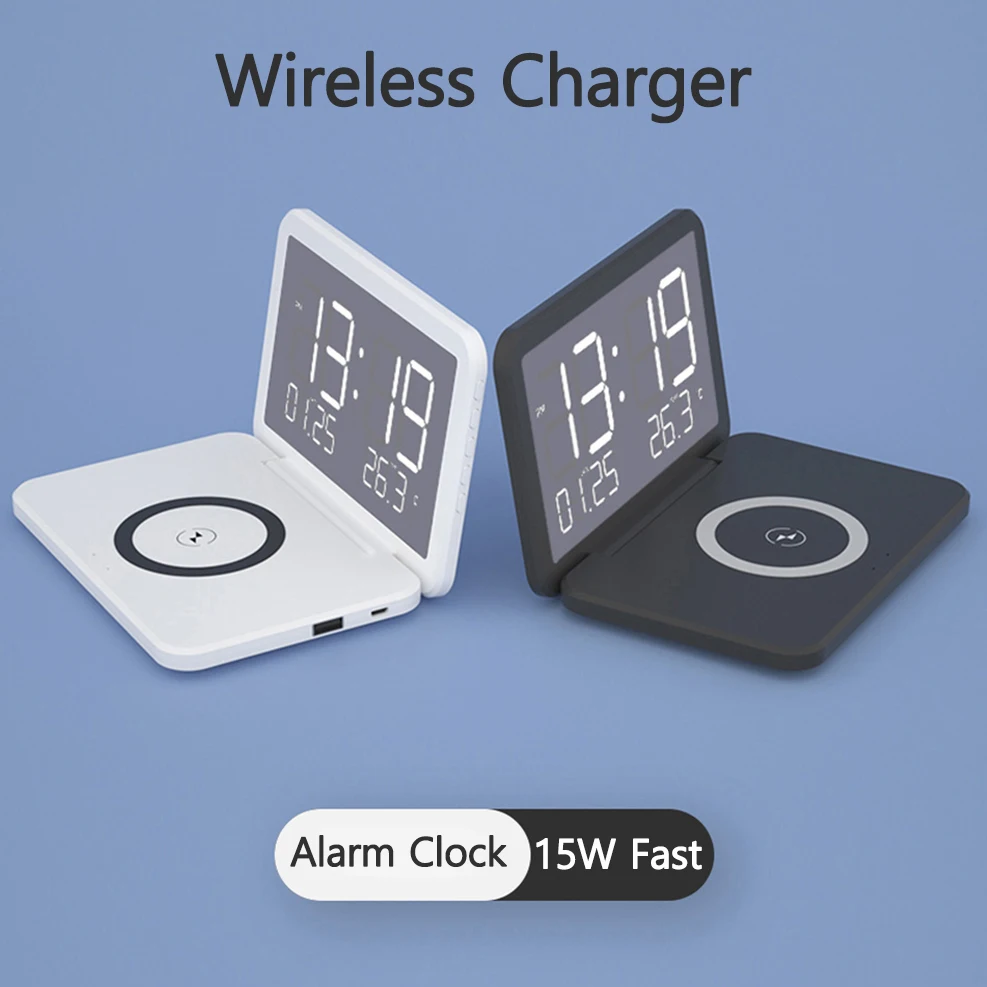 

Будильник Настольный складной, 15 Вт, для iPhone 13/12/11 Pro Max/XS/8/Samsung S21/S20/S10/XIAOMI