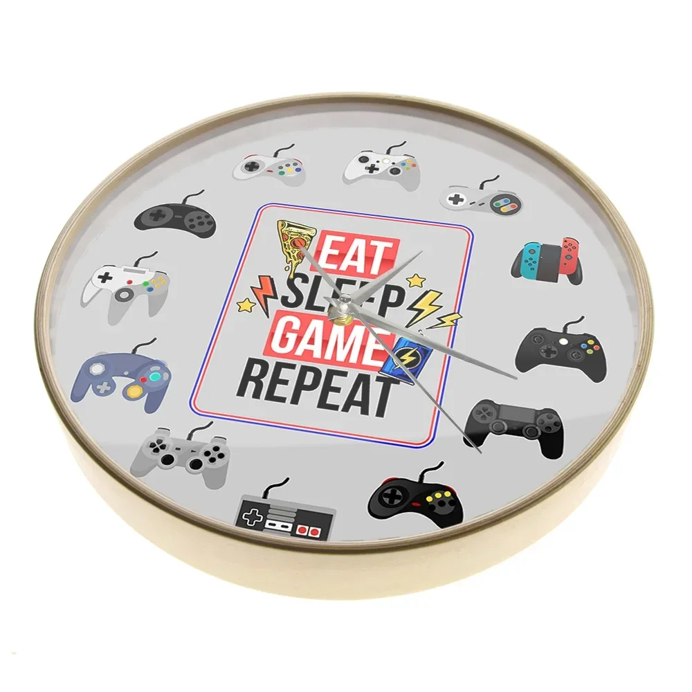 Настенные часы с принтом Eat Sleep для игроков