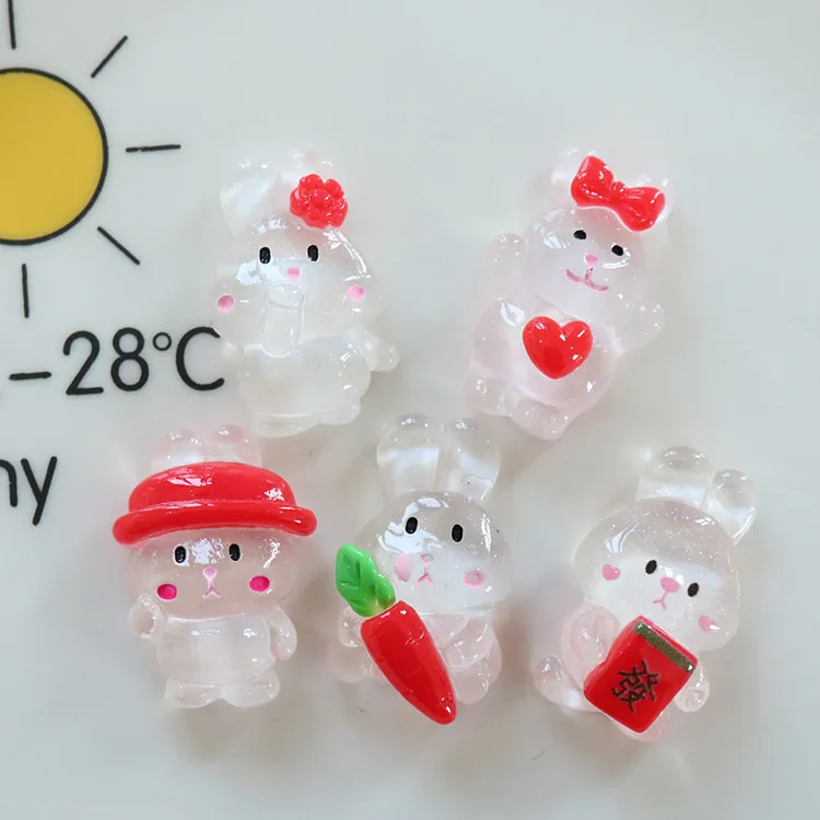 5pcs miniso series rabbit cartoon резиновые кабошоны из смолы материалы для поделок diy