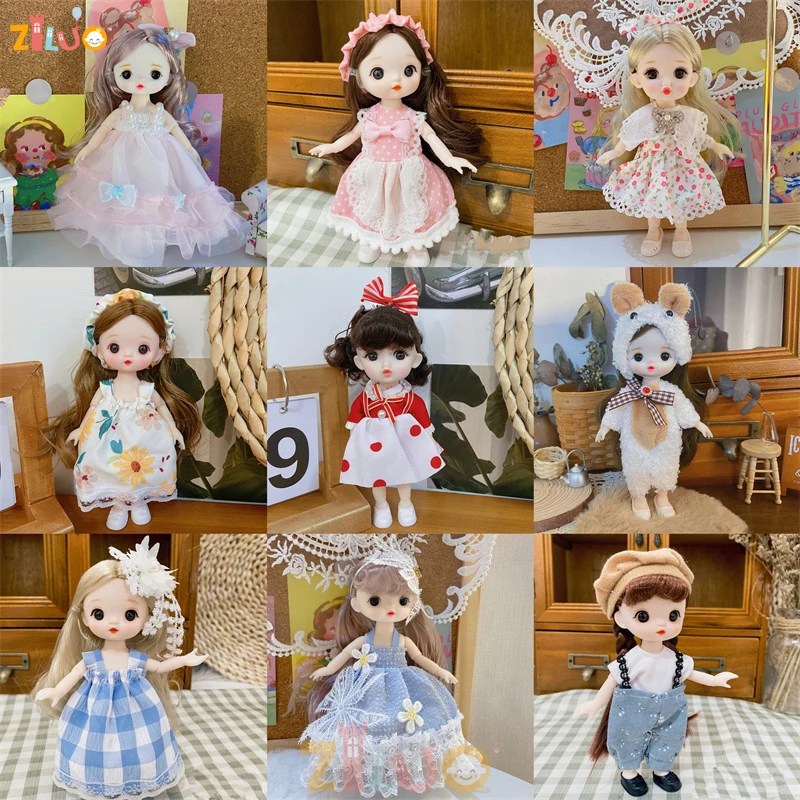 1/8 BJD Dolls 16 см Интерактивные модные куклы с большими глазами и детальной одеждой