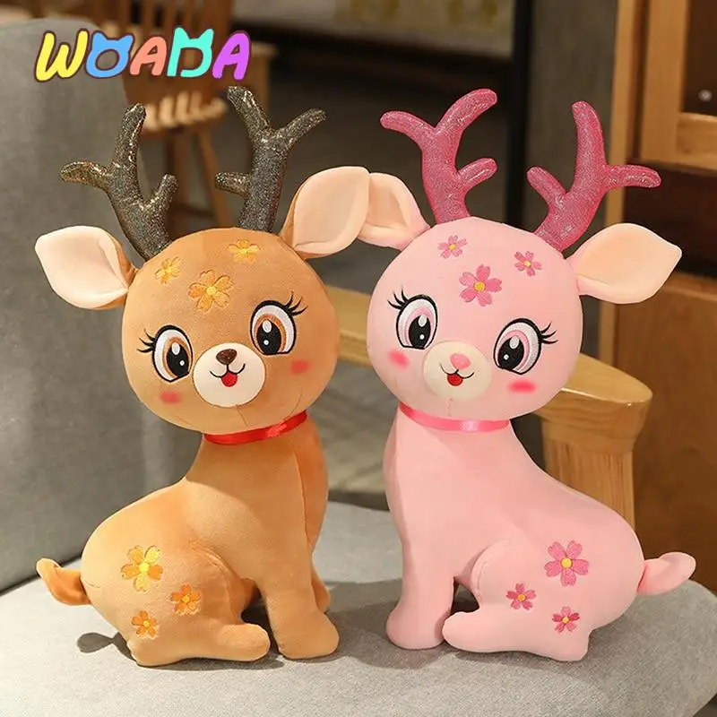 

33CM Beautiful Flower Deer Simulation Lovely Animal Stuffed Soft Plush High Quality For Children Birthday Gift