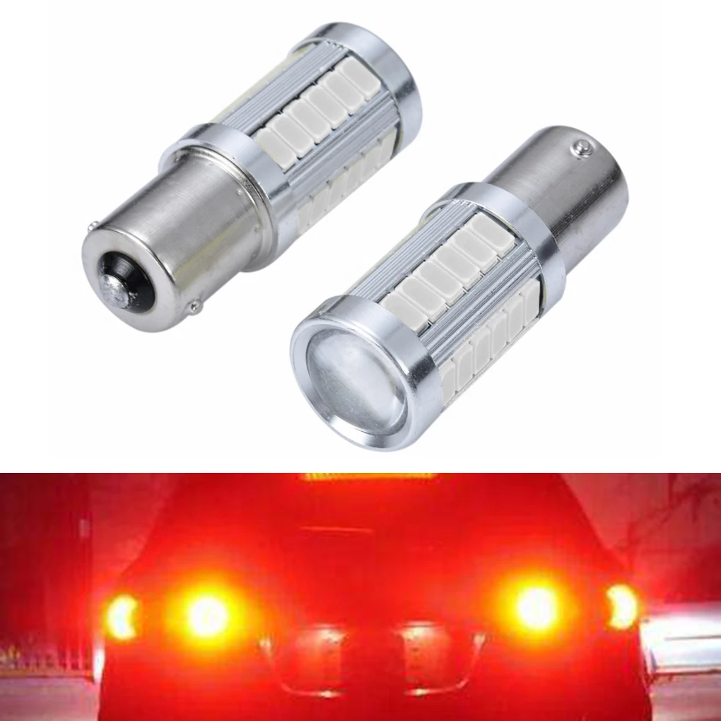 

2PCS 1156 BA15S 33 LED Automobile Car Tail Red Light Kit Single Contact Brake Bulb Lamp Stoplight Set