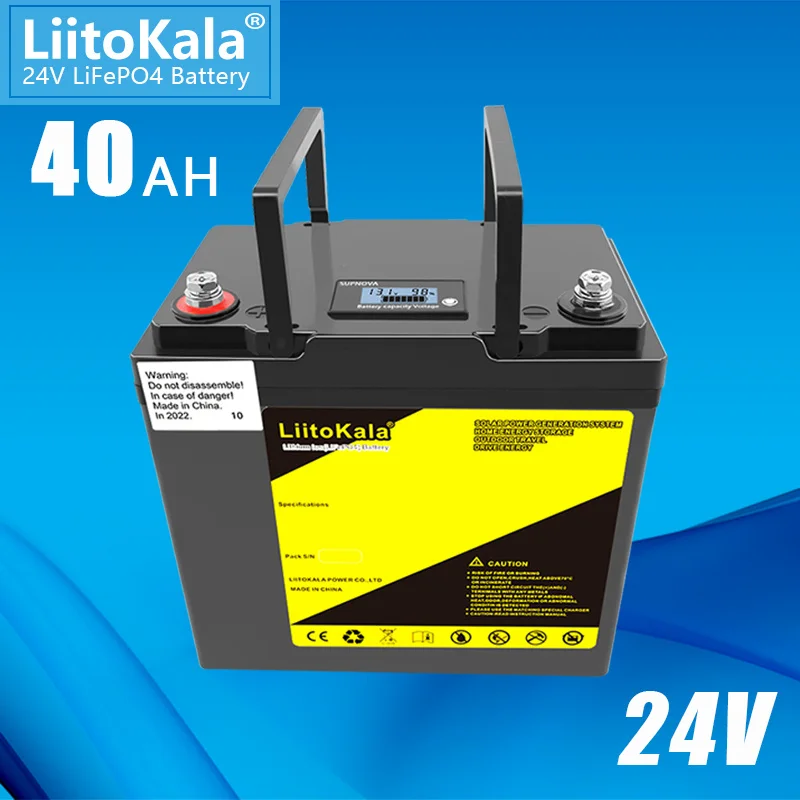LiitoKala 24V 40Ah 30Ah Lifepo4 battery pack with 50A BMS for inverter solar panel scooter backup power boat light 29.2V 10A