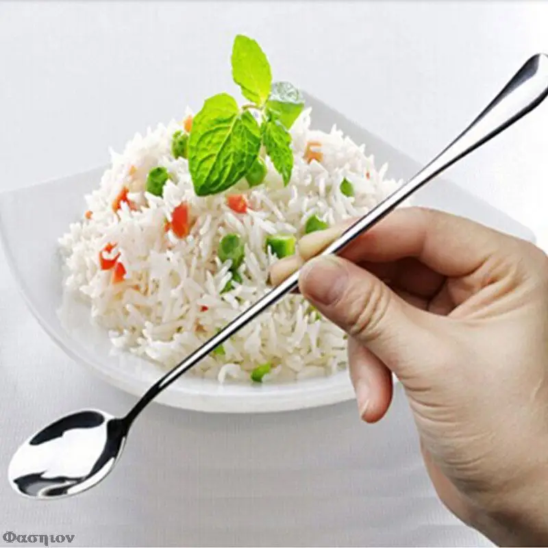 

High Quality Ice Cream Tea Coffee Handled Long Handle Stainless Steel Spoons Flatware 19.3*3cm