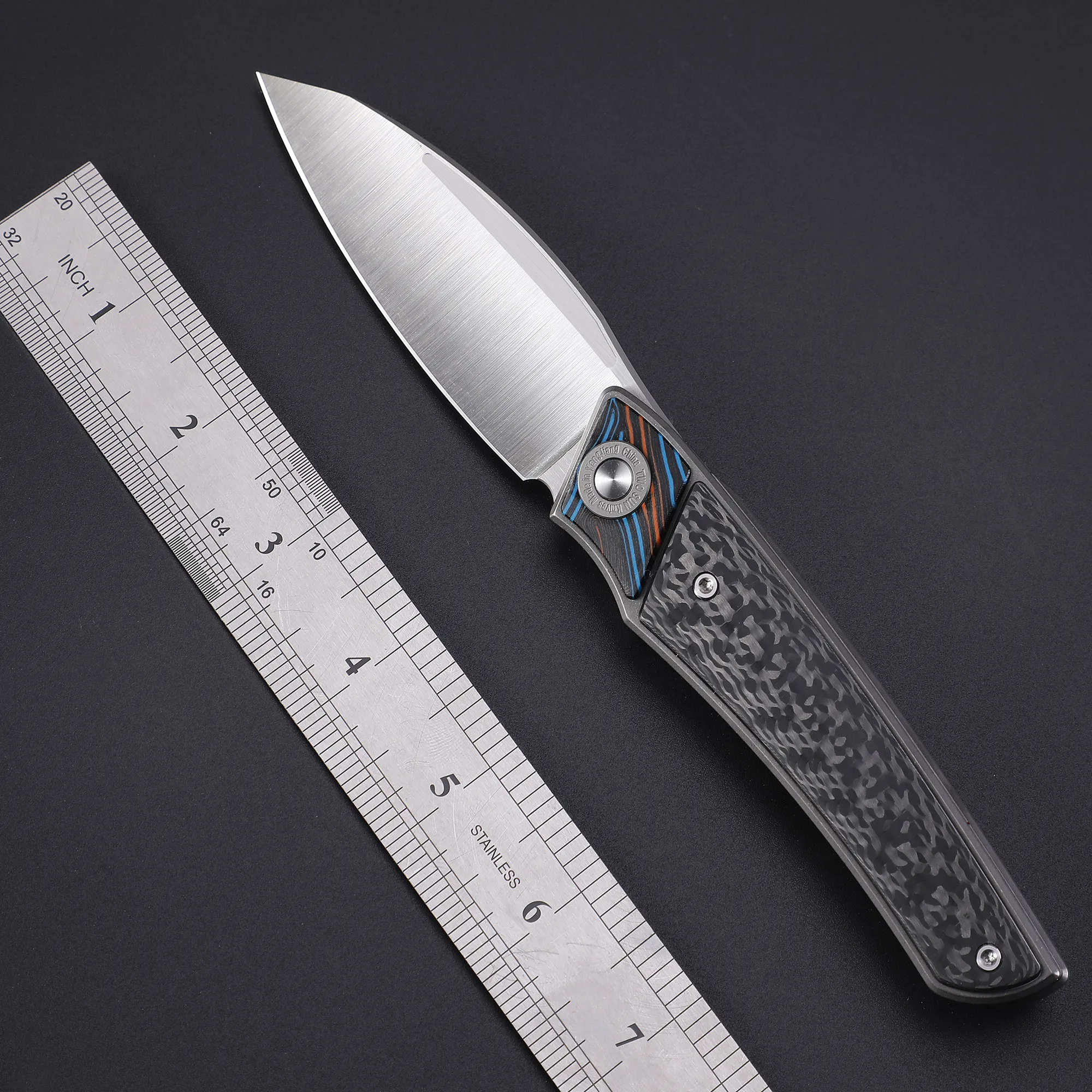 

TWOSUN TS344 M390 Steel Blade Titanium/DamasG10/Carbon Fibre Handle Folding Knife Outdoor Survival Cutting EDC Pocket Tool