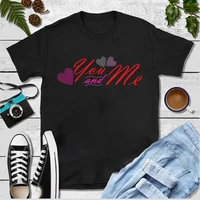 you and me heart print couple t shirt short sleeve o neck loose lovers%e2%80%98 tshirt women men tee shirt tops clothes camisetas mujer