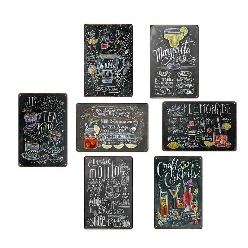 

Металлический постер для коктейлей, винтажный светлый плакат, украшение для дома, домашние настенные знаки, нашивки с надписью «tintin» 20x30 см