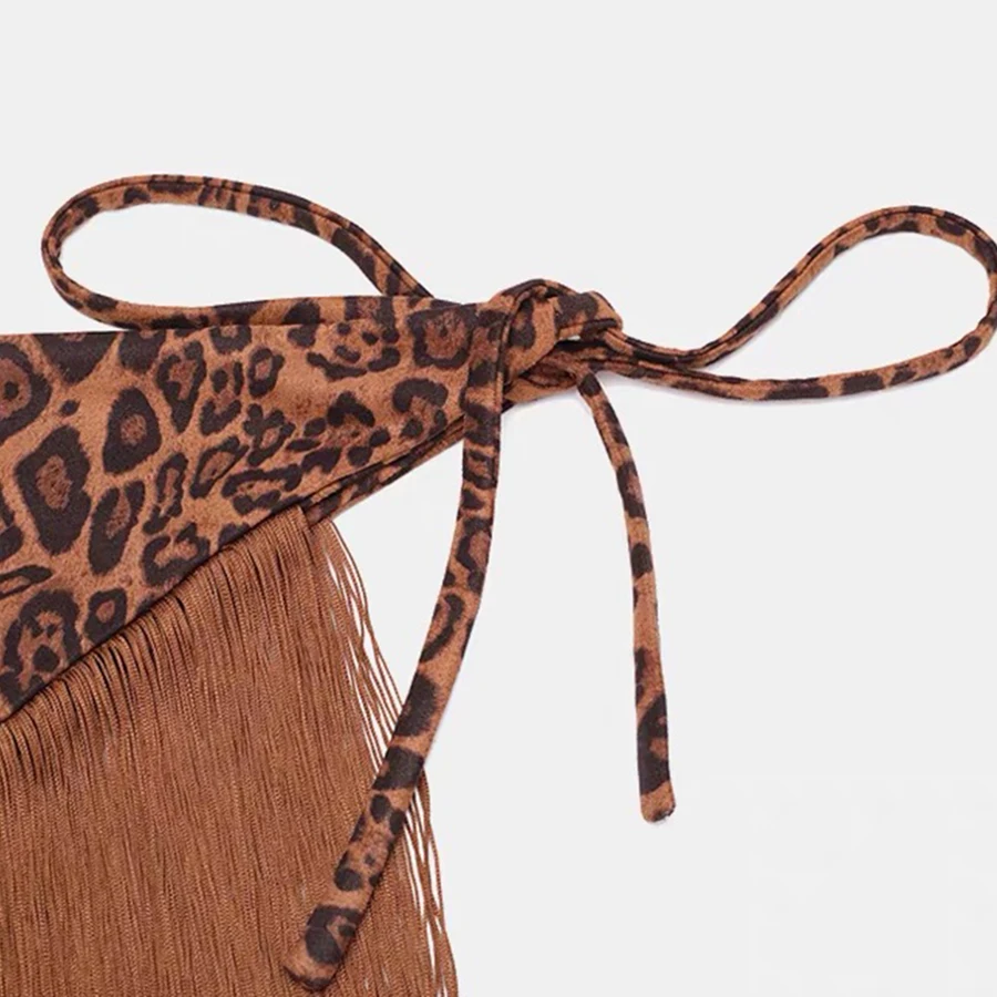 Тканевый пояс с леопардовым принтом и кисточками для женщин нерегулярный