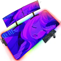 anime girl neon night mouse pad desk mat 1200x600 xxxxl led rgb pad with its print backlit work office accessory ultra large pc