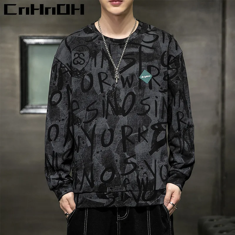 Новинка весна-осень CnHnOH мужской свитер с модным принтом молодежная круглым
