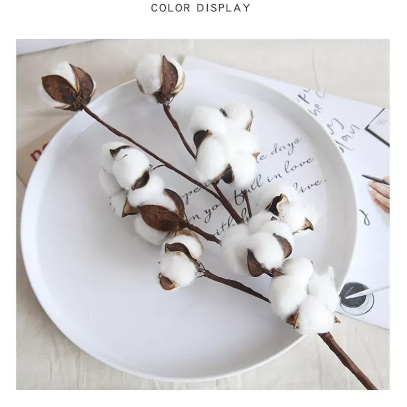 

1Pc Naturally Dried Cotton Flowers Artificial Plants Floral Branch For Diy Wedding Party Decoration Home Cotton Garland Decor