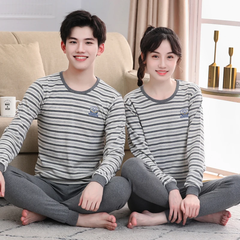 Подростковая пижама с длинными рукавами 100% хлопок пижамы комплекты одежды для