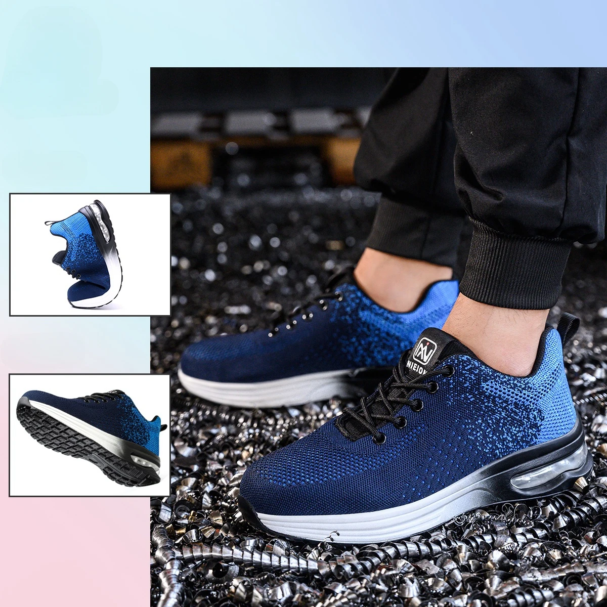 Мужские Модные Защитные Ботинки Неразрушимые Рабочие Кроссовки Со Стальным