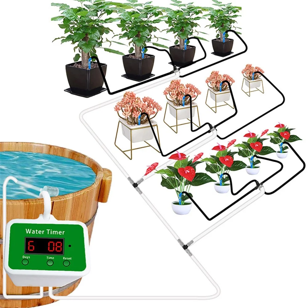2/4/6/8/12 Heads Automatic Watering Pump Controller Plant Flower Home Sprinkler Drip Irrigation Device Pump Timer System Garden