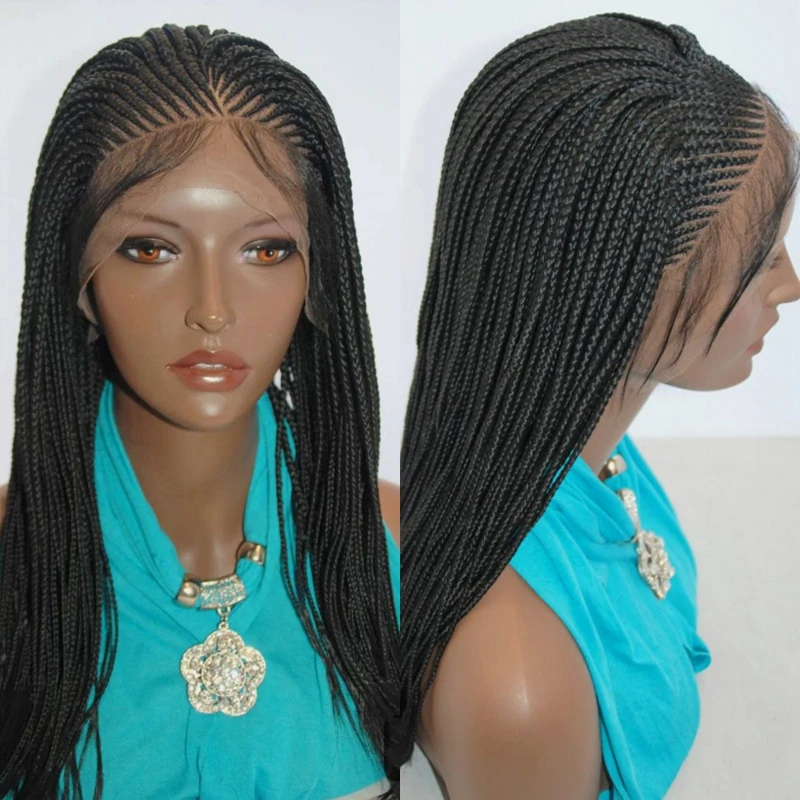 

NEW Braided Wigs Synthetic 13*4 Large Lace Wig for Black Women Braiding Hair 22-30inches With Baby Hair Boxing Braid Black Wig