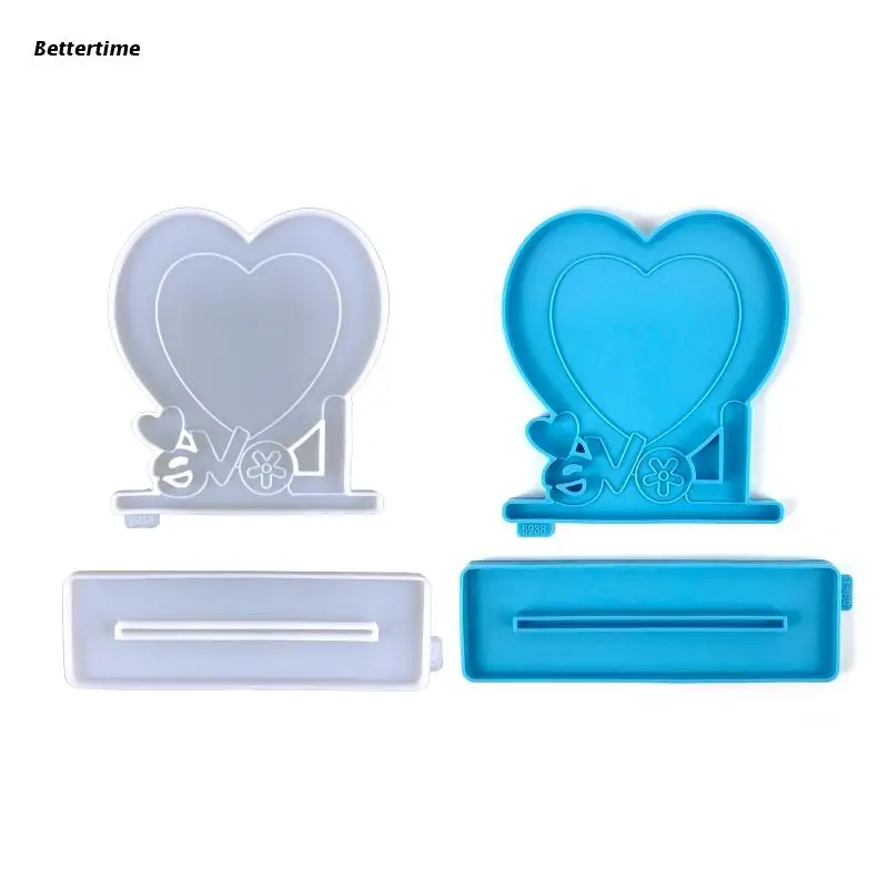 

B36D 2Pcs LOVE Photo Frame Ornaments Molds Epoxy Resin DIY Craft for Home Decoration