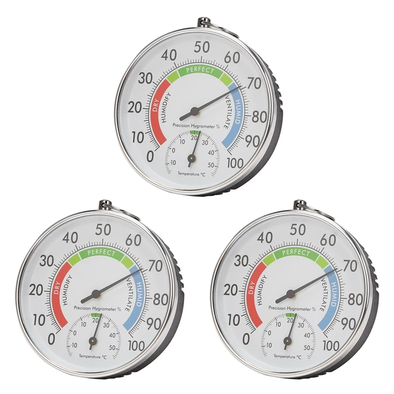 

3X Temperature And Humidity Analog Indicator Indoor Outdoor Thermometer Hygrometer L15