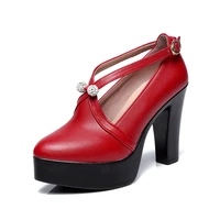 quality black red block heel pumps womens platform shoes 2022 spring gladiator high heels shoes 11cm for office model 41 42