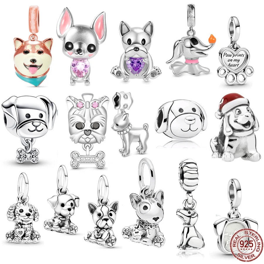 Hot Sale Authentic 925 Sterling Silver Pet Dog Dangle Charm 