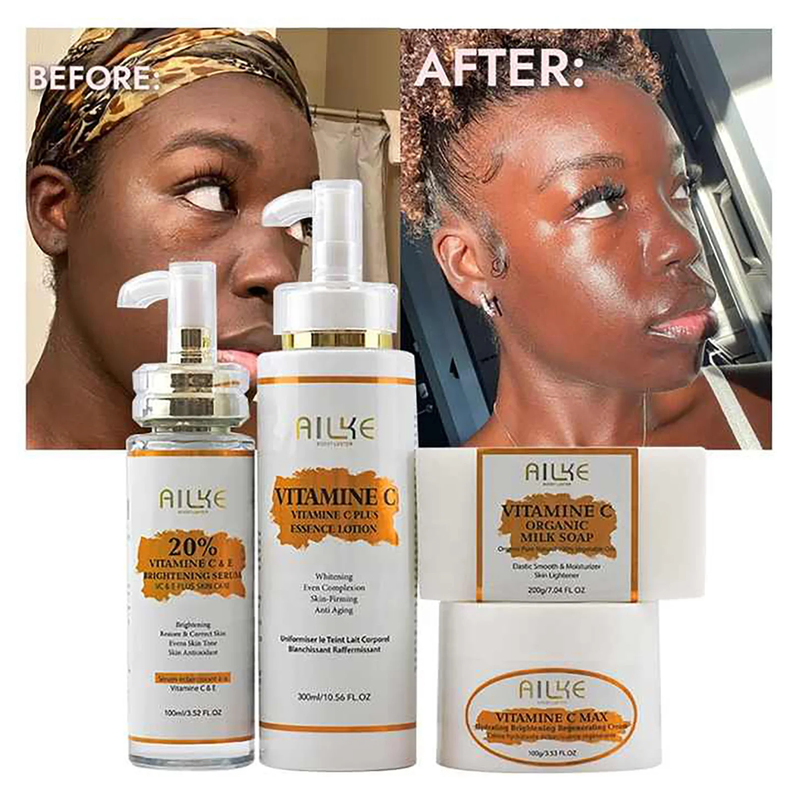 Набор для отбеливания кожи AILKE удаление меланина темных пятен увлажнение мягкая