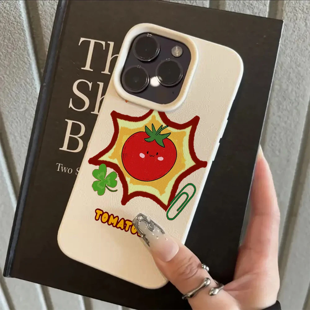 Чехол с иллюстрацией свежих томатов для iPhone 17 Air 16 15 14 13 12 11 Pro Max Plus X, тонкий защитный чехол с текстурой личи (art.: 3920d8945f1df) - 3920d8945f1df