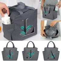 leaf series printed lunch box cooler bag portable multifunction large capacity zipper lunch bags women picnic thermal food packs
