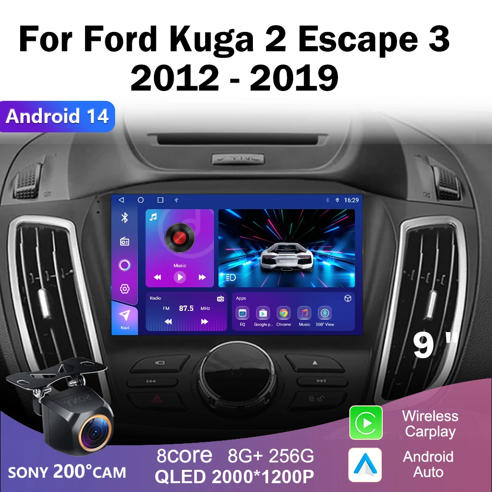 Мультимедиа Android 14 для Ford Kuga 2 Escape 3 2012-2019 авторадио стерео головное устройство