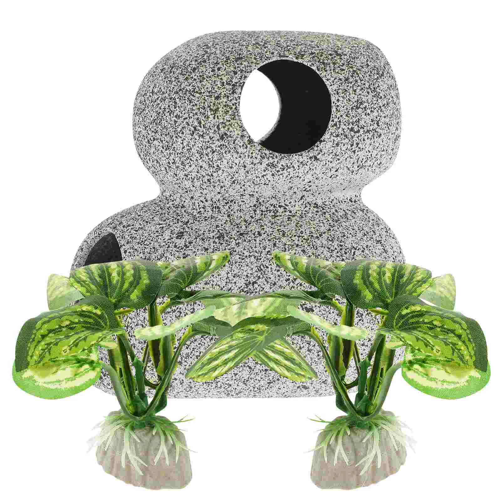 

1 Set of Fish Tank Hideout Fake Water Plants Set Aquarium Water Plants Decors Fish Shrimp Hiding Cave