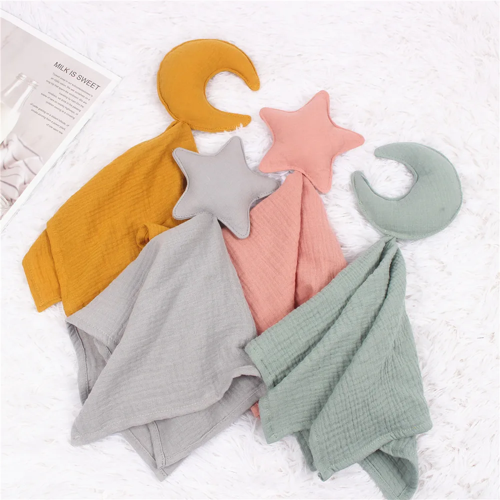 

Cotton Muslin Security Blanket Stars Moon Comforter Baby Sleep Doll Kids Fashion Sleep Toy Soothe Newborn Appease Towel