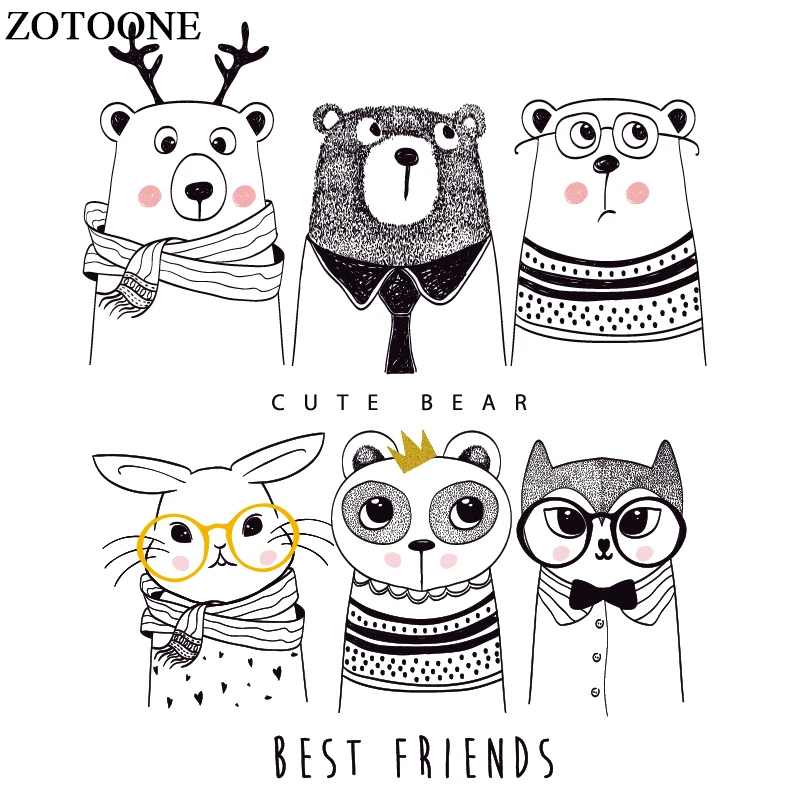

ZOTOONE Cute Animal Patches For Body Iron on Transfers For Clothing T-shirt DIY Grade-A Thermal Transfer Stickers Heat Press D