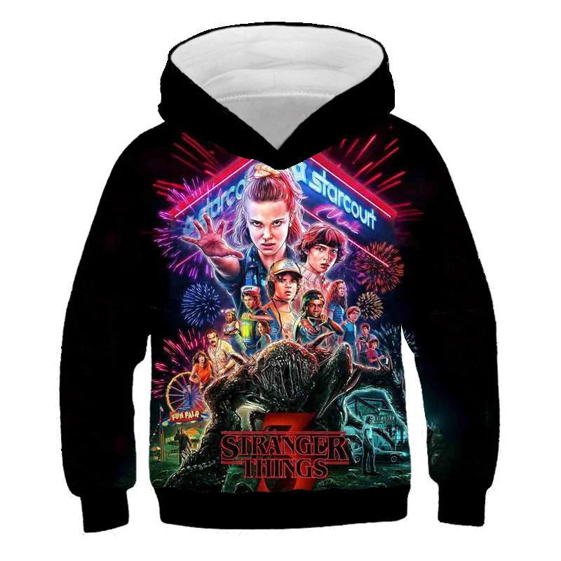 

Fashion Children Stranger Things 4 Sweatshirt Baby Boys Girls Cartoon Graphic Pullover Kids Autumn Clothes Hellfire Club Hoodie