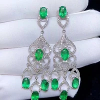 meibapj natural columbia emerald gemstone drop earrings real 925 silver earrings fine charm wedding jewelry for women