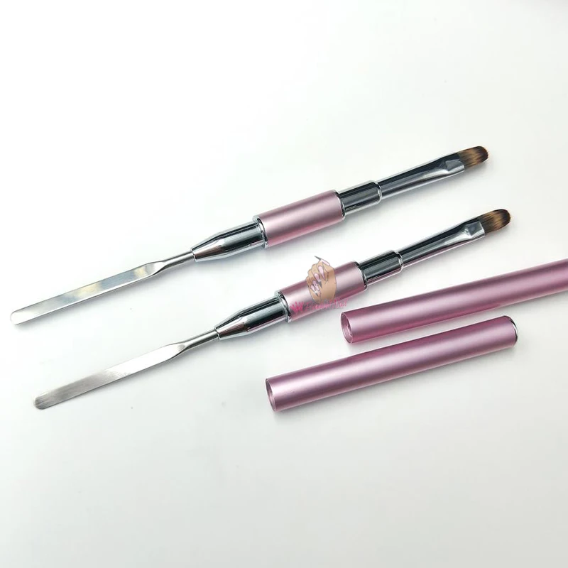 Двусторонняя кисть для наращивания ногтей, розовая акриловая УФ-ручка для рисования, шпатель для рисования