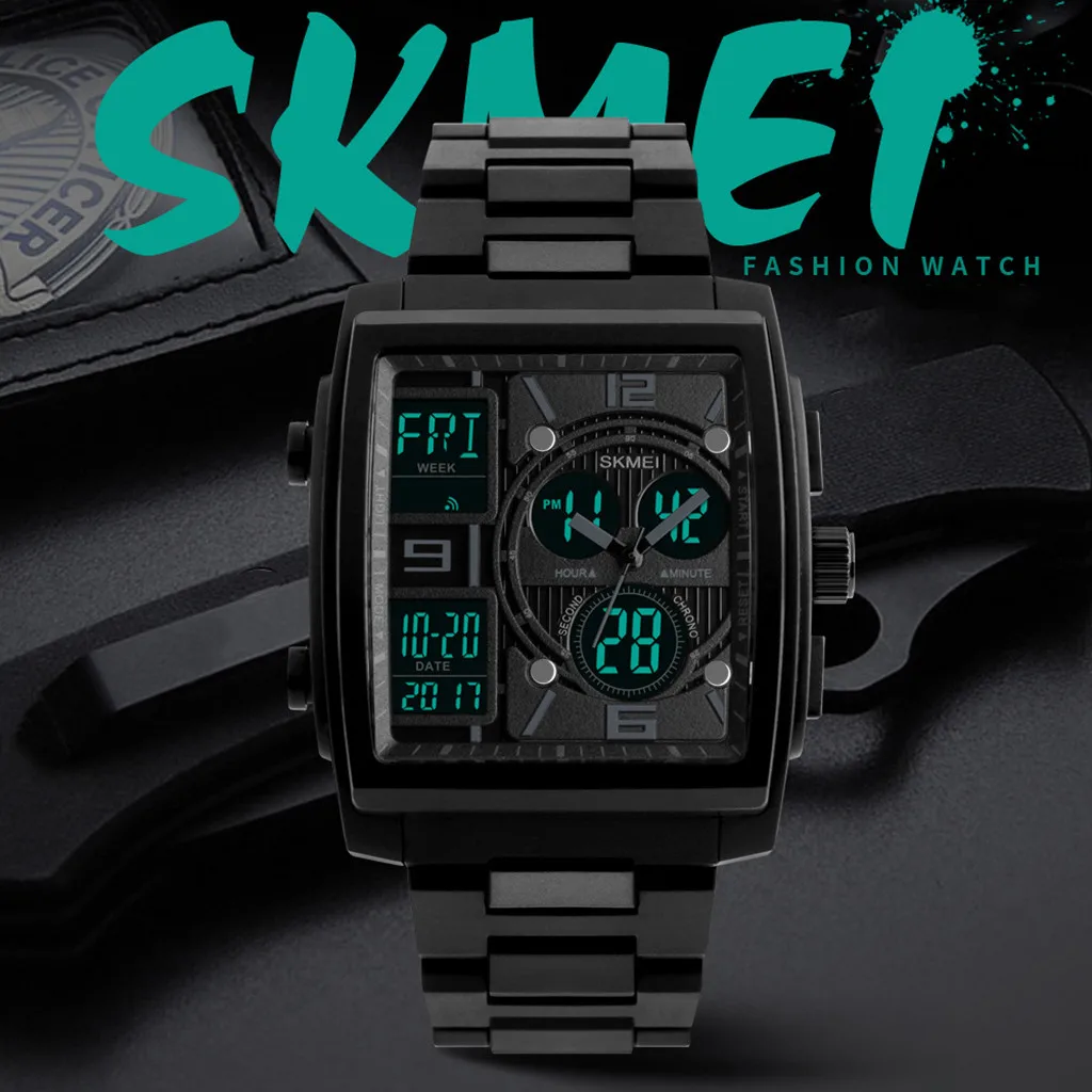 

Часы наручные мужские цифровые, спортивные водонепроницаемые аналоговые кварцевые роскошные светодиодные, с резиновым ремешком, автоматические