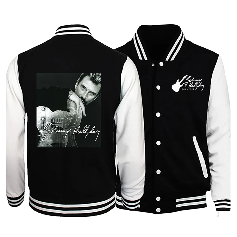 

Johnny Hallyday printed jacket winter men's/women casual baseball uniform street sweatshirt