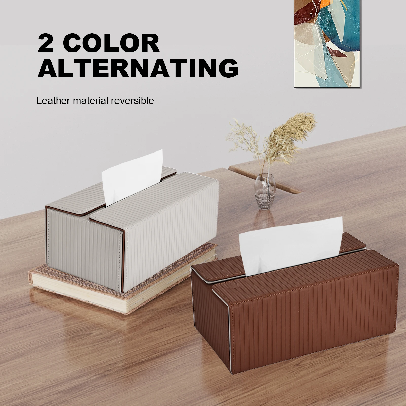 

New Arrival! Home Decorative Desk Tissue Box Cover Foldable Car Napkin Holder 1 Box 2 Sides Use Large Tissue Case