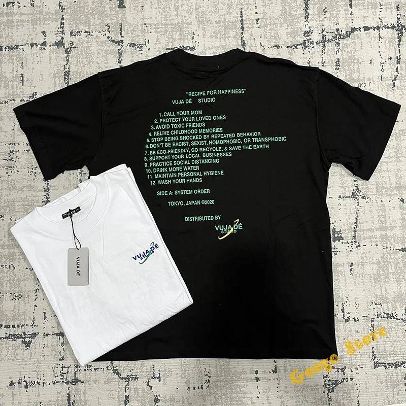 Зеленая вдохновляющая футболка VUJADE с принтом со слоганом для мужчин и женщин, Повседневная футболка оверсайз, черная, белая, VUJADE, уличная одежда, рукава, верх