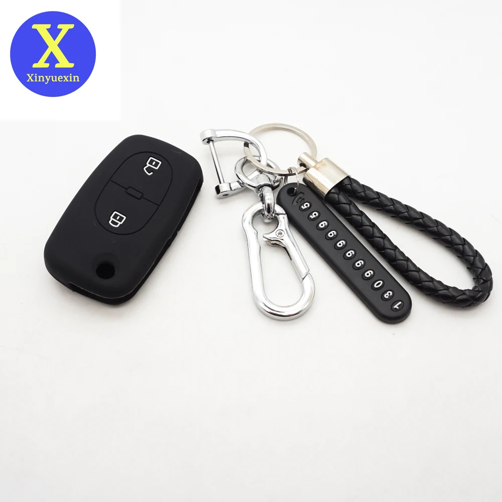 

Xinyuexin 2 Buttons Flip Folding Keychain Silicone Car Key Case Holder for Audi TT A2 A4 B6 A6 C5 A8 Quattro A3 Car Accessories