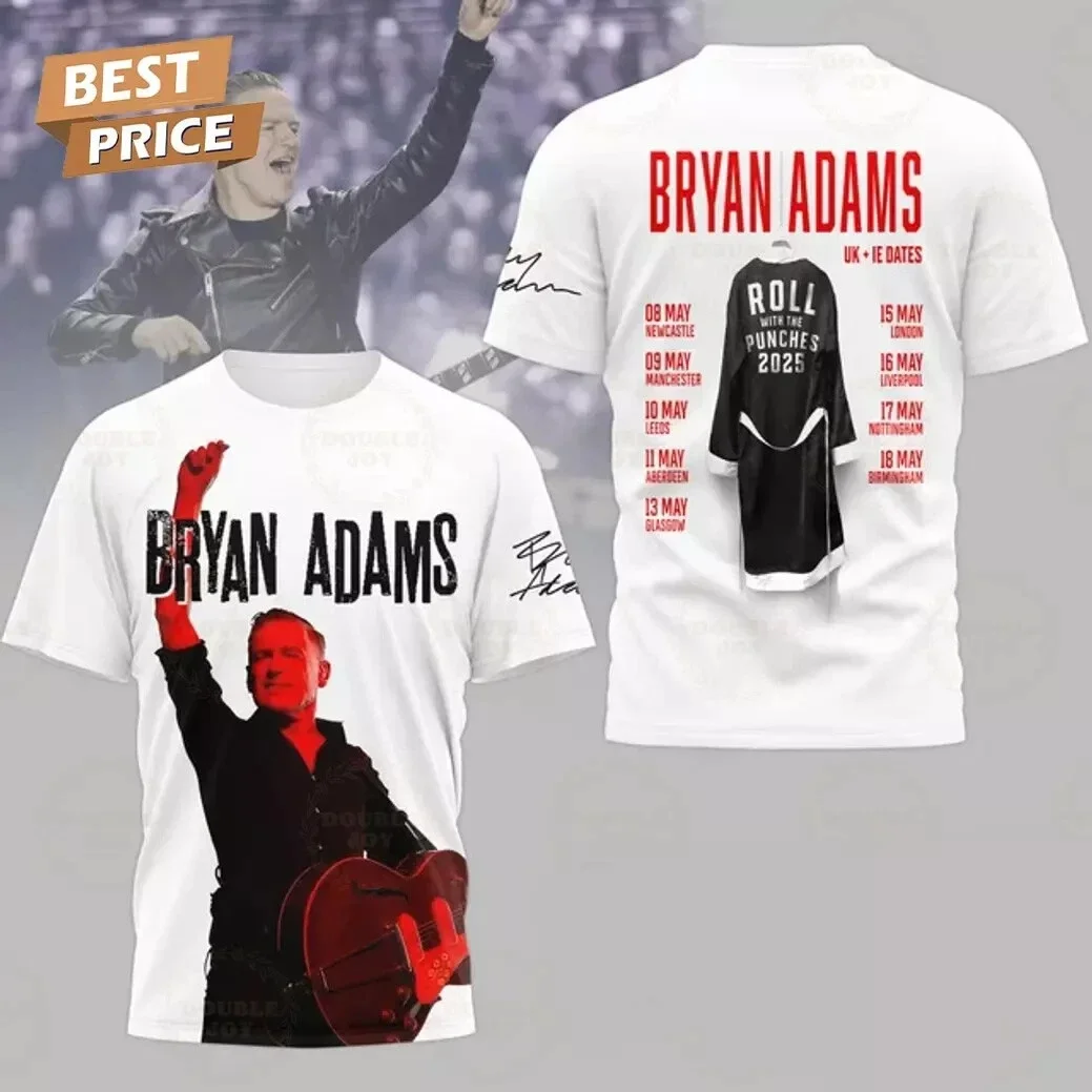Фото Классические футболки Bryan Adams Rock с 3D принтом, уличная одежда унисекс, летние мужские и женские трендовые футболки в стиле хип-хоп с короткими рукавами, большие топы Y2k №5
