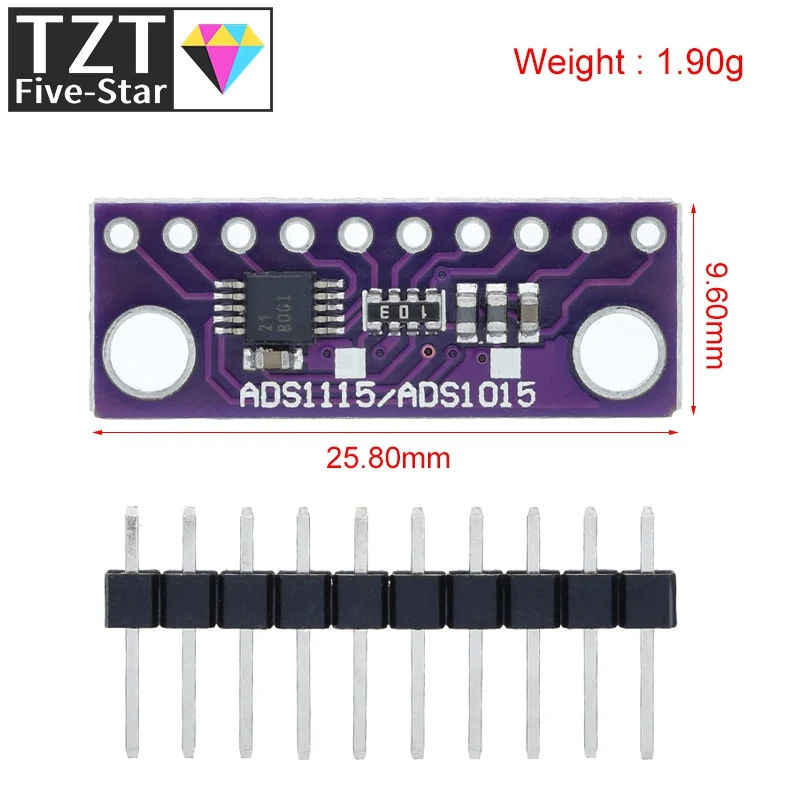 TZT ADS1115 16-битный модуль I2C прецизионный АЦП 4-канальная макетная плата Pro усилитель