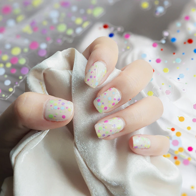 

Минималистичные простые геометрические красочные круглые точки 3D клейкие наклейки для дизайна ногтей 5D мягкие рельефные наклейки для ногтей DIY оптовая продажа