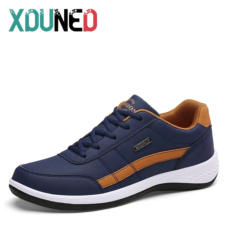 

XDUNED 38-48 Men Sport Shoes Classic Hot Trending Fashion Sell PU Leather Sneakers For Walking Jogging Travel Flat Casual Shoes